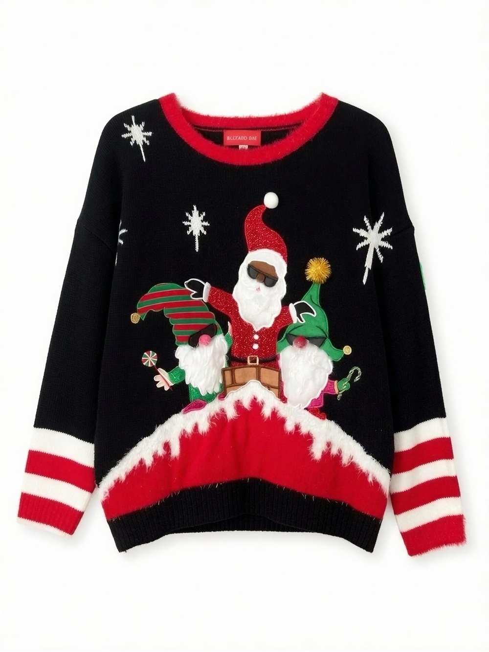 Black & Red Holiday Santa Crewneck Sweater by BLIZZARD BAY